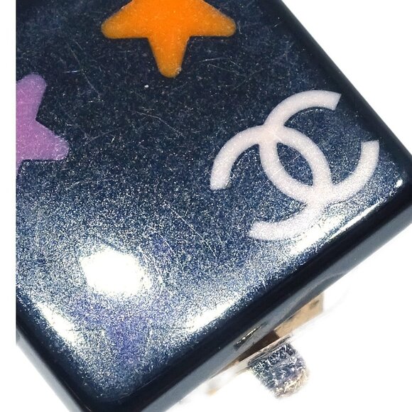 Chanel Square Earrings Clip-On Black 03A - Picture 2 of 4